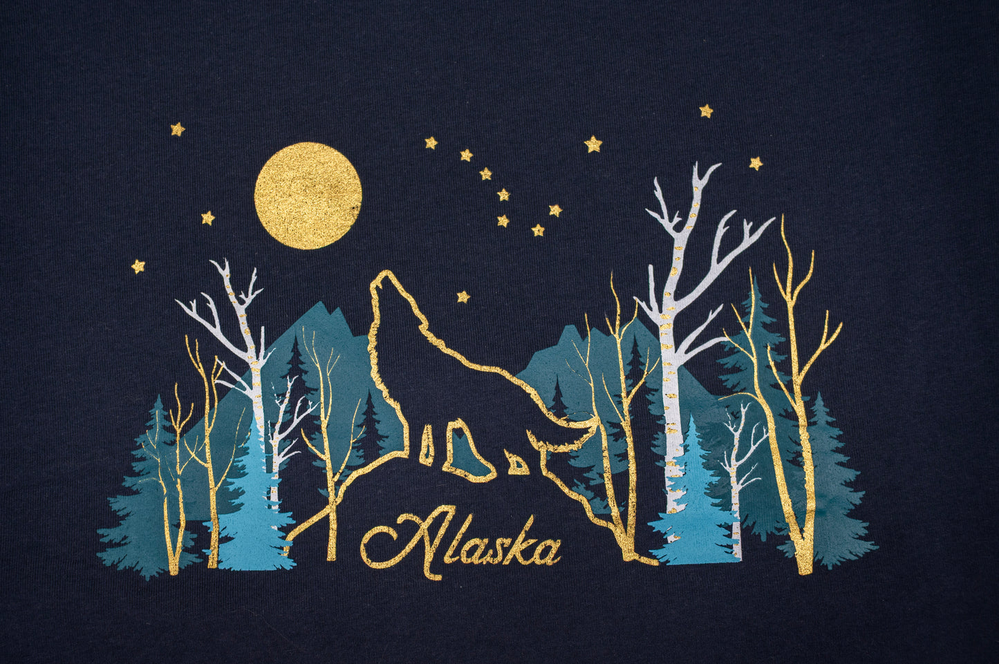 Alaska Blue Mountain Foil Gold T Shirt